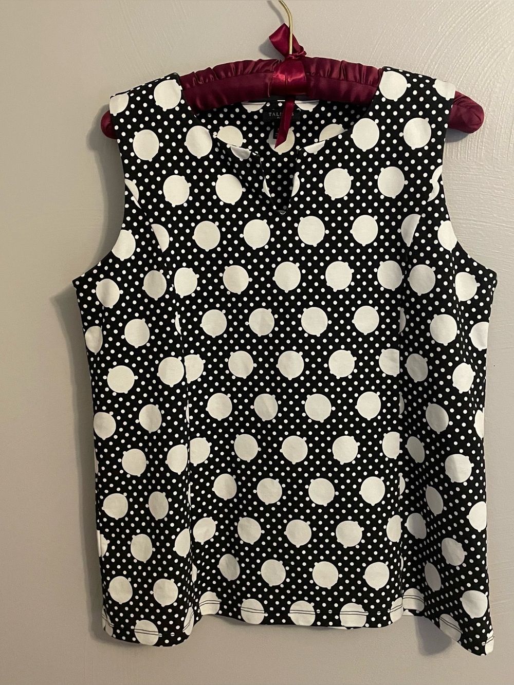 Talbots Black and White Polka Dot Tank Size Medium Petite